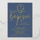 En Aluminium Azure Blessings Boys Baptism Invitation (Recto)