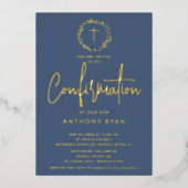 En Aluminium Azure Blessings Boys Confirmation Invitation (Recto)