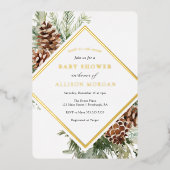 En Aluminium Baby shower de verdure d'hiver Invitation à huile (Recto)