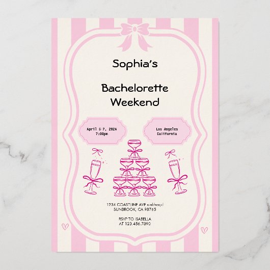 En Aluminium Bachelorette Weekend Party Invitation rose (Recto)
