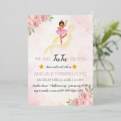 En Aluminium Ballet Floral rose Invitation d'anniversaire (Debout devant)