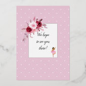 En Aluminium Ballet Floral rose Invitation d'anniversaire (Verso)