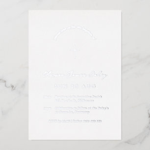 En Aluminium Baptême minimal blanc Christening Cross Invitation