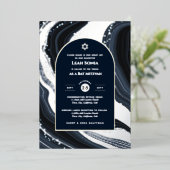 En Aluminium Bar Mitzvah Invitation Véritable huile Agate Or Bl (Debout devant)