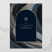 En Aluminium Bar Mitzvah Invitation Véritable huile Agate Or Bl (Verso)