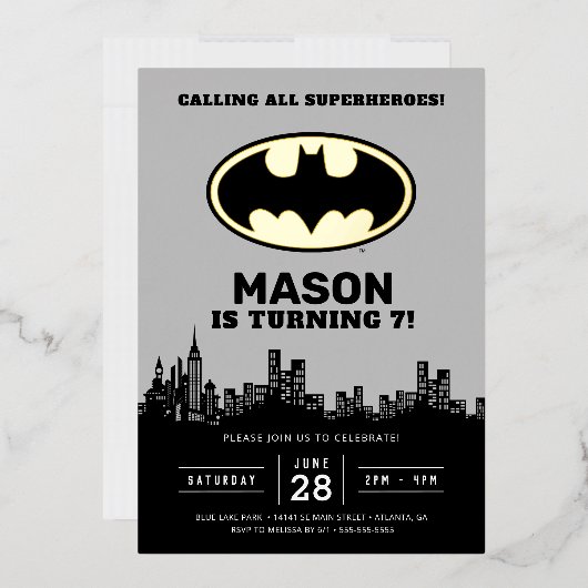 En Aluminium Batman - Gotham City | Invitation d'anniversaire (Enveloppe)