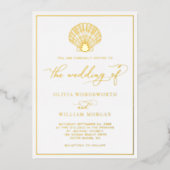 En Aluminium Beach Seashell Élégant Mariage Foil Invitation (Recto)