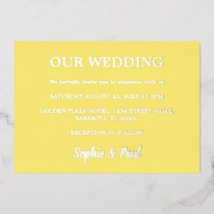 En Aluminium Beurre classique Invitation Mariage jaune