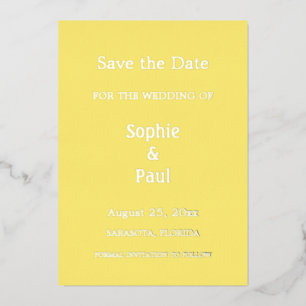 En Aluminium Beurre Jaune Enregistrer la date Foil Invitation