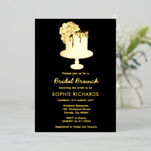 En Aluminium Black Gold Bridal Brunch Luncheon Foil Invitation