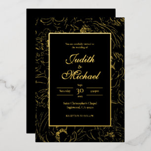 En Aluminium Black Gold Deluxe Soirée Mariage Foil Invitation