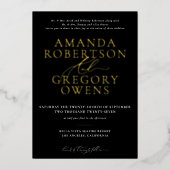 En Aluminium Black & Gold Et Script Élégant Mariage Invitation (Recto)
