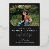 En Aluminium Black Script 4 Photos Graduation Party Invitation (Verso)
