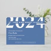 En Aluminium Bleu clair Graduation Silver Foil Invitation (Debout devant)