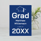 En Aluminium Bleu foncé Graduation Party Foil Invitation (Debout devant)