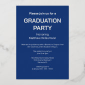 En Aluminium Bleu foncé Graduation Party Foil Invitation (Verso)