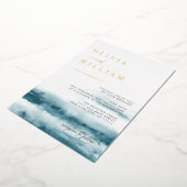 En Aluminium Bleu Océan Aquarelle Mariage Foil Invitation (Rotation)