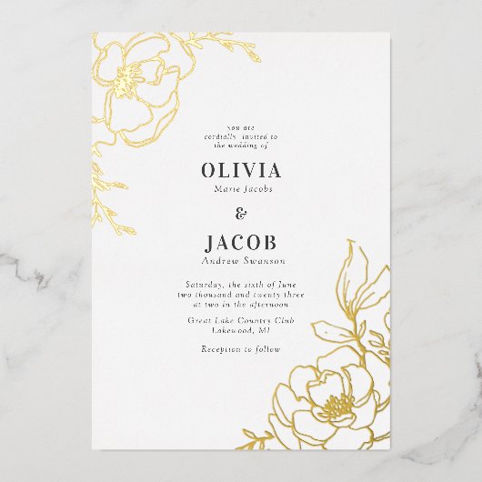 En Aluminium Blossoms Floral Mariage Design Invitation (Recto)