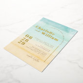 En Aluminium Blue Beach Sand Watercolor Mariage Foil Invitation (Rotation)