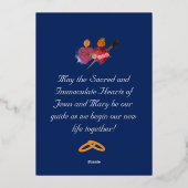 En Aluminium Blue & Gold Two Hearts Catholic Wedding Invitation (Verso)