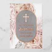 En Aluminium Boho Roses Baptême Foil Invitation (Recto)