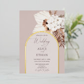 En Aluminium Boho séché Palm Feuille Mariage Foil Invitation (Debout devant)