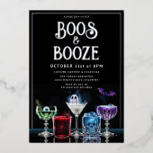 En Aluminium Boos & Booze Fancy Cocktail Custom Foil Invitation (Recto)