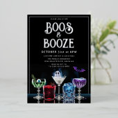 En Aluminium Boos & Booze Fancy Cocktail Custom Foil Invitation (Debout devant)