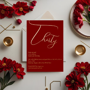 En Aluminium Bourgogne & Gold Foil 30e anniversaire Invitation