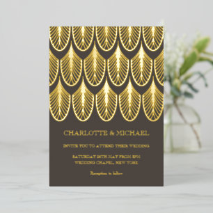 En Aluminium Brown Art Déco or Vintage Foil Invitation