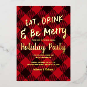 En Aluminium Buffalo Red Plaid Noël Invitation
