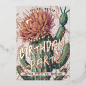 En Aluminium Cactus Editable Anniversaire Foil Invitation (Recto)