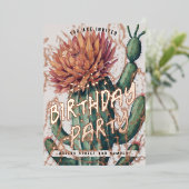 En Aluminium Cactus Editable Anniversaire Foil Invitation (Debout devant)
