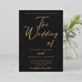 En Aluminium Calligraphie Gold Elegant | Invitation Black Matte (Debout devant)