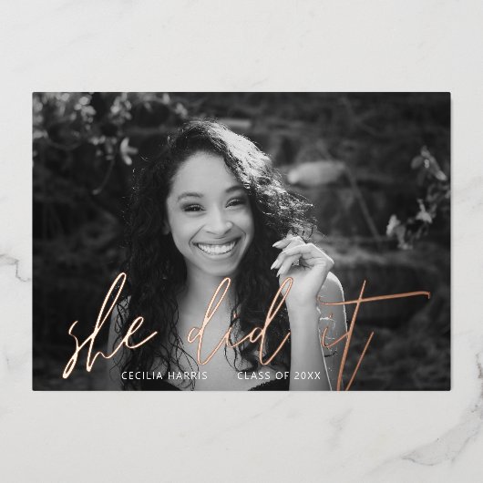 En Aluminium Calligraphie Or Rose moderne Invitation Foil (Recto)