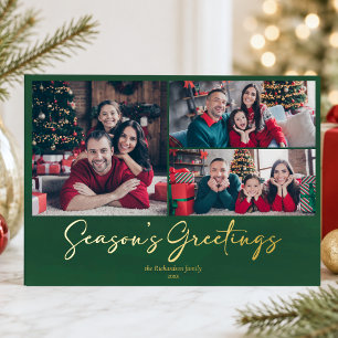 En Aluminium Carte de Noël Green 3 Photos Vœux de saison