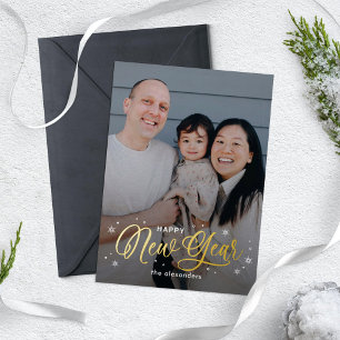 En Aluminium Carte de vœux Cool Flakes Foil Bonne Année avec ph