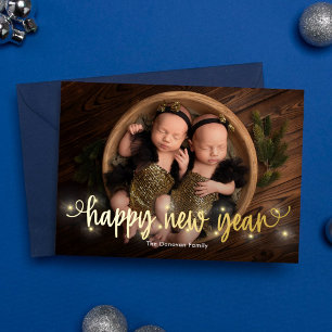 En Aluminium Carte de vœux joyeuse nouvel an avec feuille d'alu