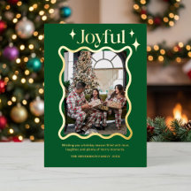 Carte de vœux moderne verte joyeuse avec photo de