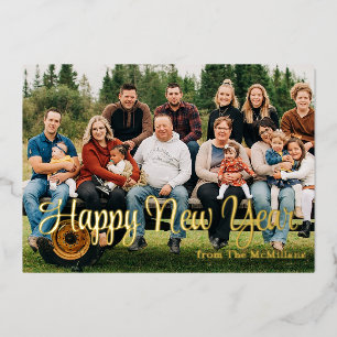 En Aluminium Carte de vœux photo de Nouvel An avec véritable fe
