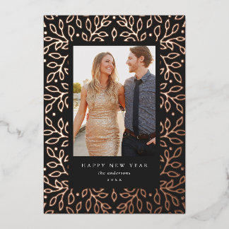 En Aluminium Carte de vœux photo Floral Foil Bonne Année