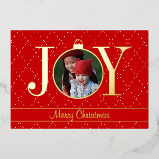 En Aluminium Carte de vœux rouge JOY pour les fêtes avec feuill
