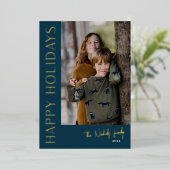 En Aluminium Carte de vœux typographie moderne simple photo (Debout devant)