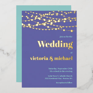 En Aluminium Chaîne de lumières Moderne Mariage Foil Invitation