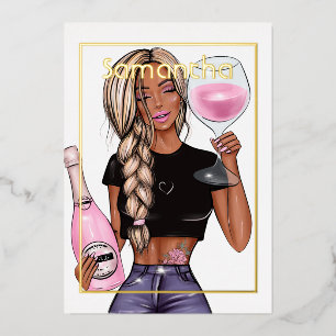 En Aluminium Champagne Anniversaire Foil Invitation