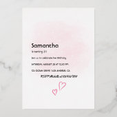 En Aluminium Champagne Anniversaire Foil Invitation (Verso)