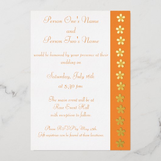 En Aluminium Charming Sakura dans Orange Foil Invitation (Recto)