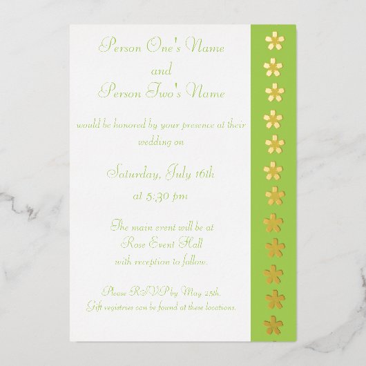 En Aluminium Charming Sakura dans Peridot Foil Invitation (Recto)