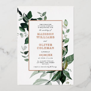 En Aluminium Chic Botanique Cadre Mariage VRAI Foil Invitation