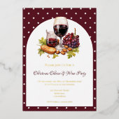 En Aluminium Christmas Cheese & Wine Theme Foil Invitation (Recto)